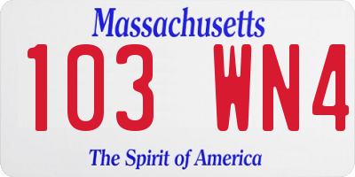 MA license plate 103WN4