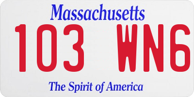 MA license plate 103WN6