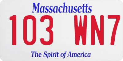 MA license plate 103WN7