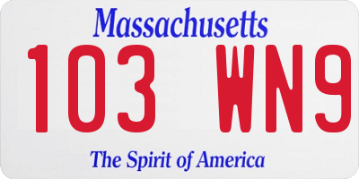 MA license plate 103WN9