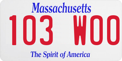 MA license plate 103WO0