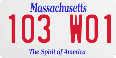 MA license plate 103WO1