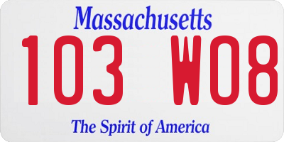MA license plate 103WO8