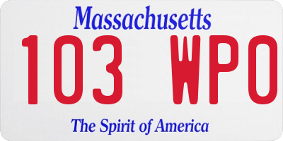 MA license plate 103WP0