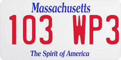 MA license plate 103WP3