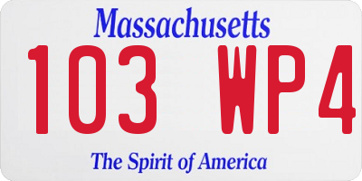 MA license plate 103WP4