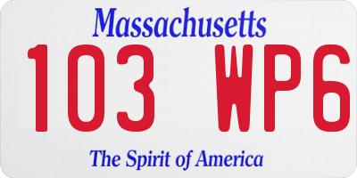 MA license plate 103WP6