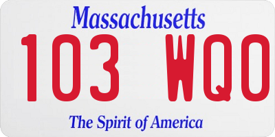 MA license plate 103WQ0