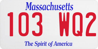 MA license plate 103WQ2