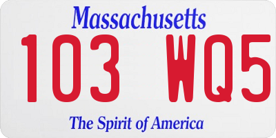 MA license plate 103WQ5