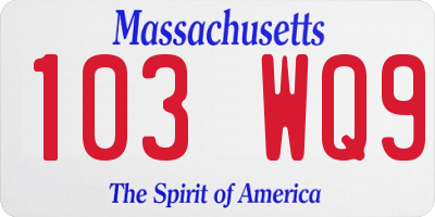 MA license plate 103WQ9
