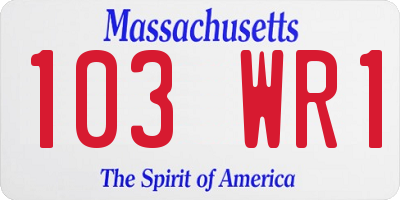 MA license plate 103WR1