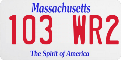 MA license plate 103WR2