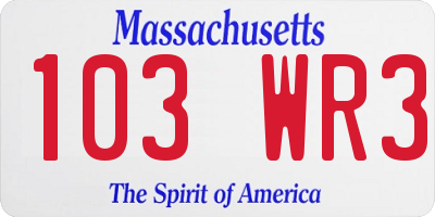 MA license plate 103WR3