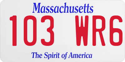 MA license plate 103WR6