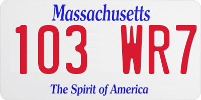 MA license plate 103WR7