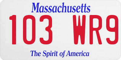 MA license plate 103WR9
