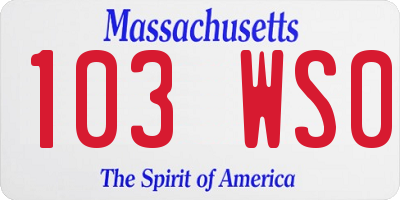 MA license plate 103WS0