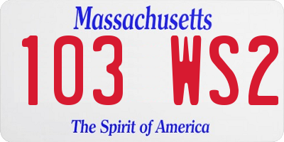 MA license plate 103WS2