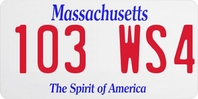 MA license plate 103WS4
