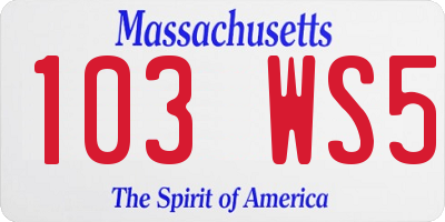 MA license plate 103WS5