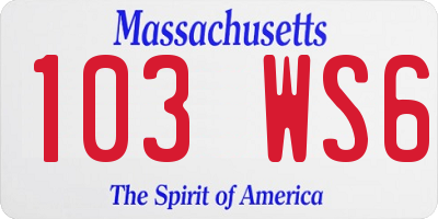 MA license plate 103WS6