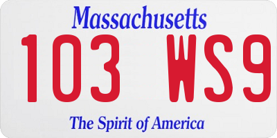 MA license plate 103WS9