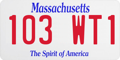 MA license plate 103WT1