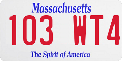 MA license plate 103WT4