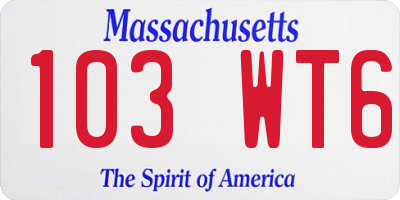 MA license plate 103WT6