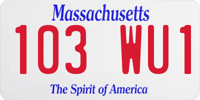 MA license plate 103WU1