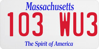 MA license plate 103WU3
