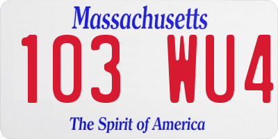 MA license plate 103WU4