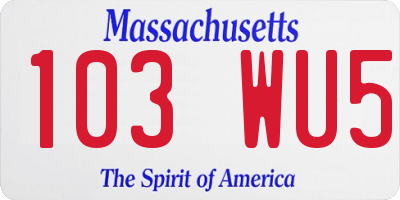 MA license plate 103WU5