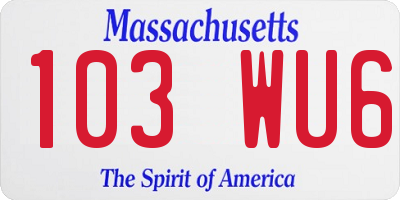 MA license plate 103WU6