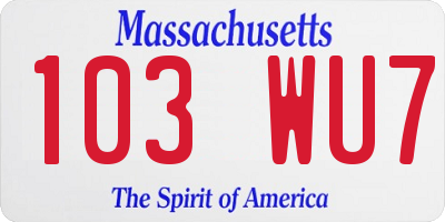 MA license plate 103WU7