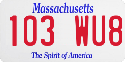 MA license plate 103WU8