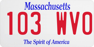 MA license plate 103WV0