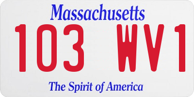 MA license plate 103WV1