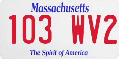 MA license plate 103WV2