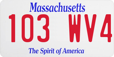 MA license plate 103WV4
