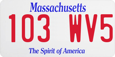 MA license plate 103WV5