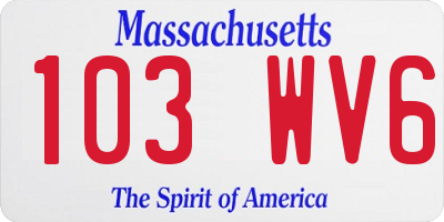MA license plate 103WV6