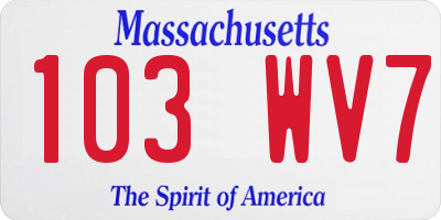 MA license plate 103WV7