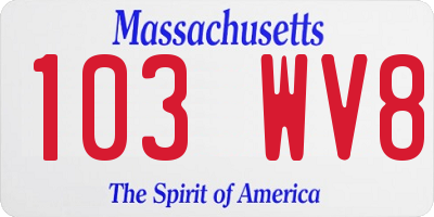 MA license plate 103WV8