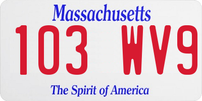 MA license plate 103WV9
