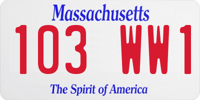 MA license plate 103WW1