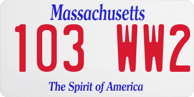 MA license plate 103WW2