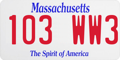 MA license plate 103WW3