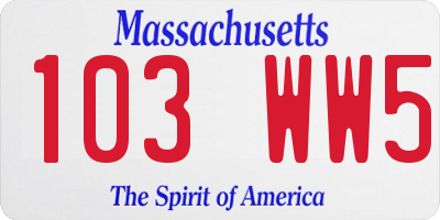 MA license plate 103WW5